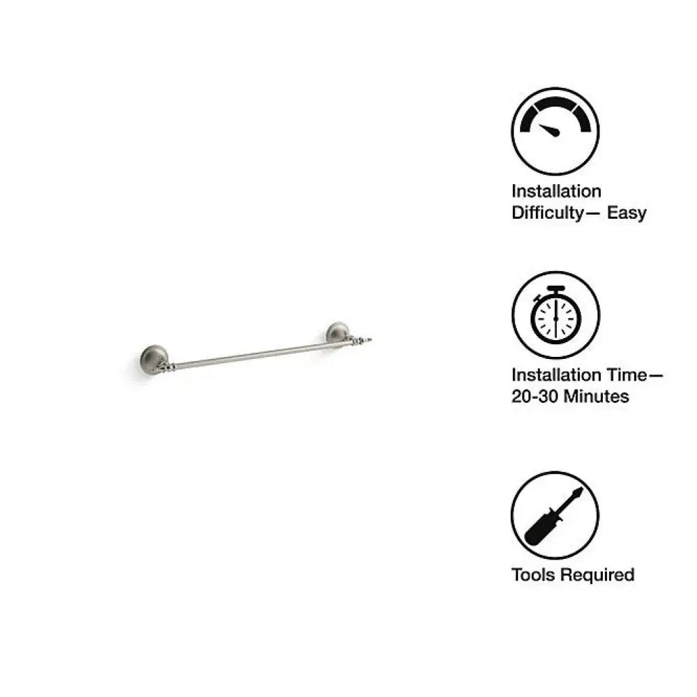 Kohler K-26523-BN Decorative Towel Bar 18in in Brushed Nickel, view 2