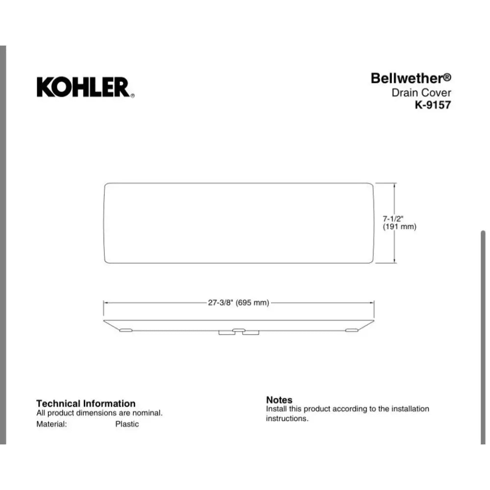 Kohler K-9157-NY Bellwether Shower Base Drain Cover 60x34 in Dune, view 3