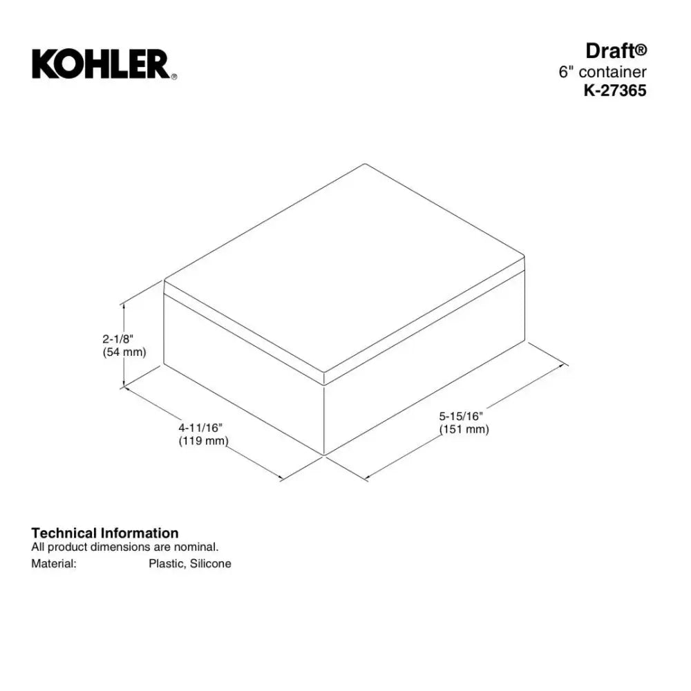 Kohler K-27365-7 Draft Container with Non-Slip Base 6in, view 2