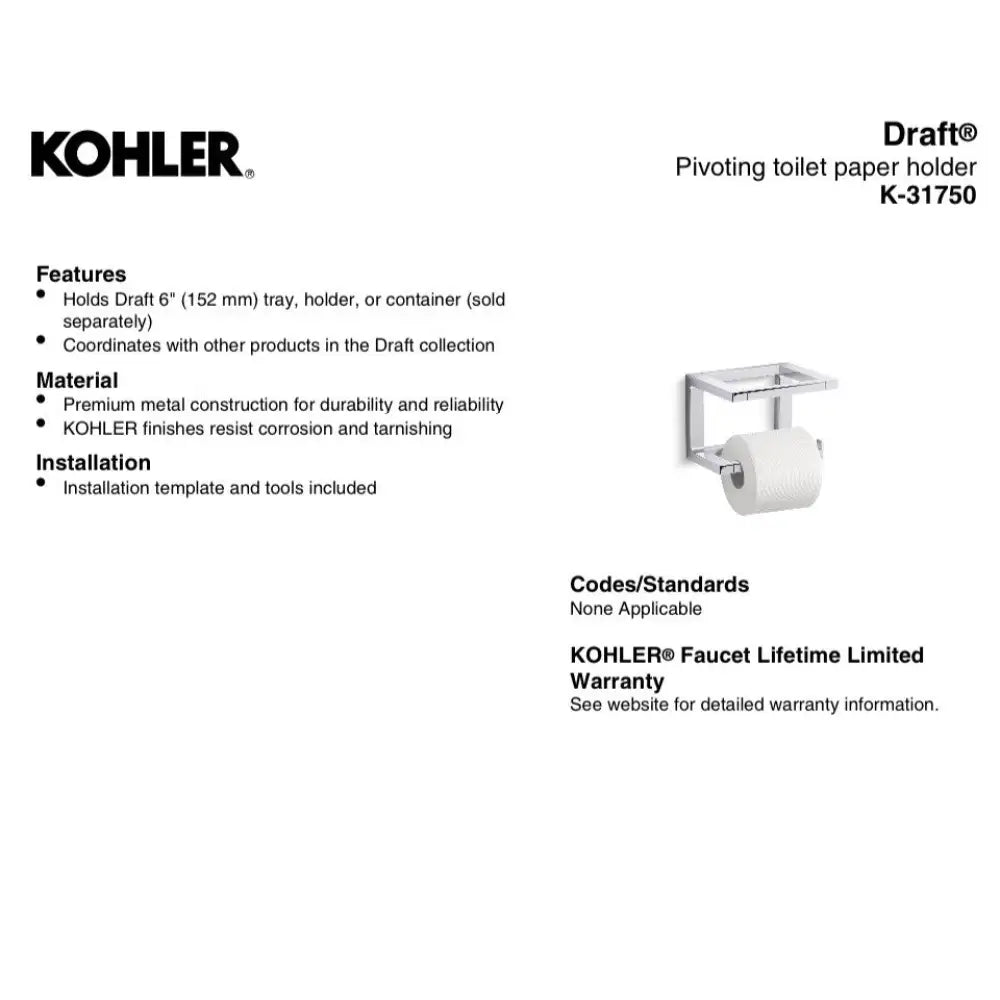 Kohler K-31750-RGD Draft Toilet Paper Holder in Vibrant Polished Rose Gold, view 4