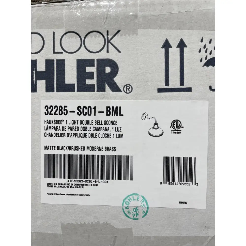 Kohler K-32285-SC01-BML Hauksbee Double Bell Wall Sconce in Matte Black, view 5