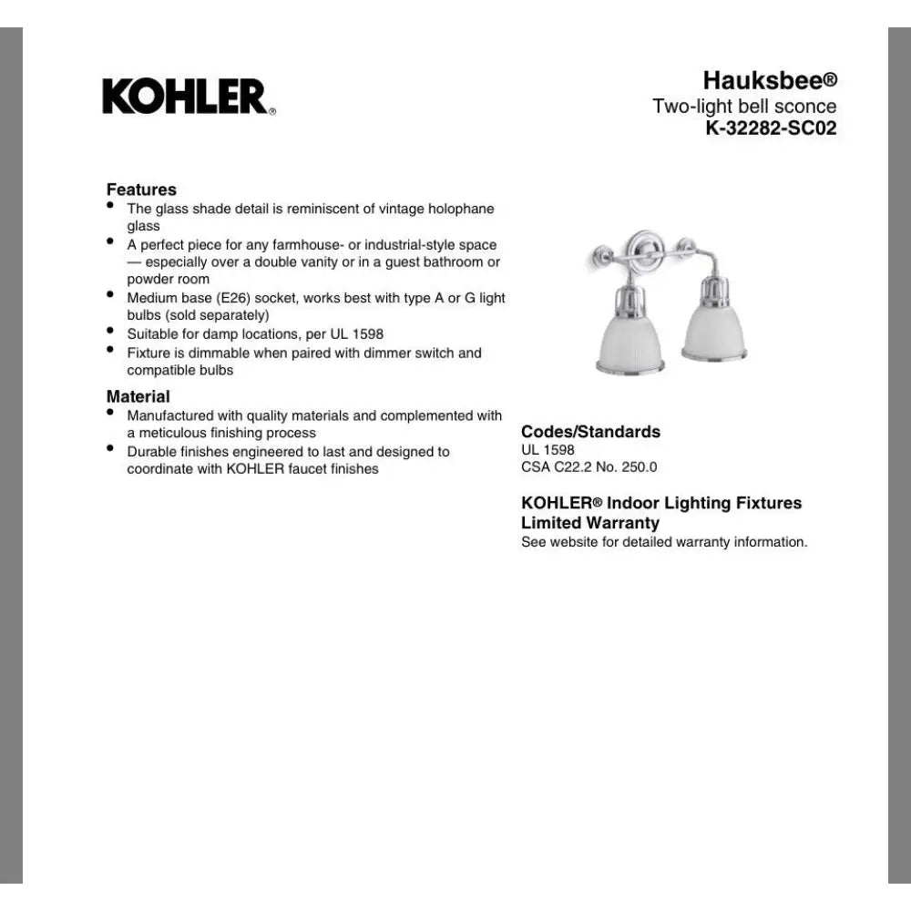 Kohler K-32282-SC02-BNL Hauksbee Bell Wall Sconce in Brushed Nickel, view 3