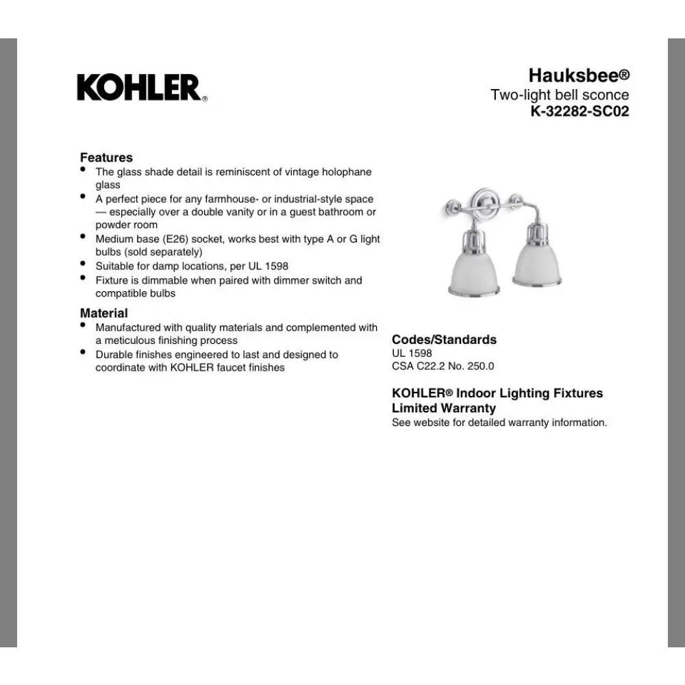 Kohler K-32282-SC02-BLL Hauksbee Bell Wall Sconce in Matte Black, view 3