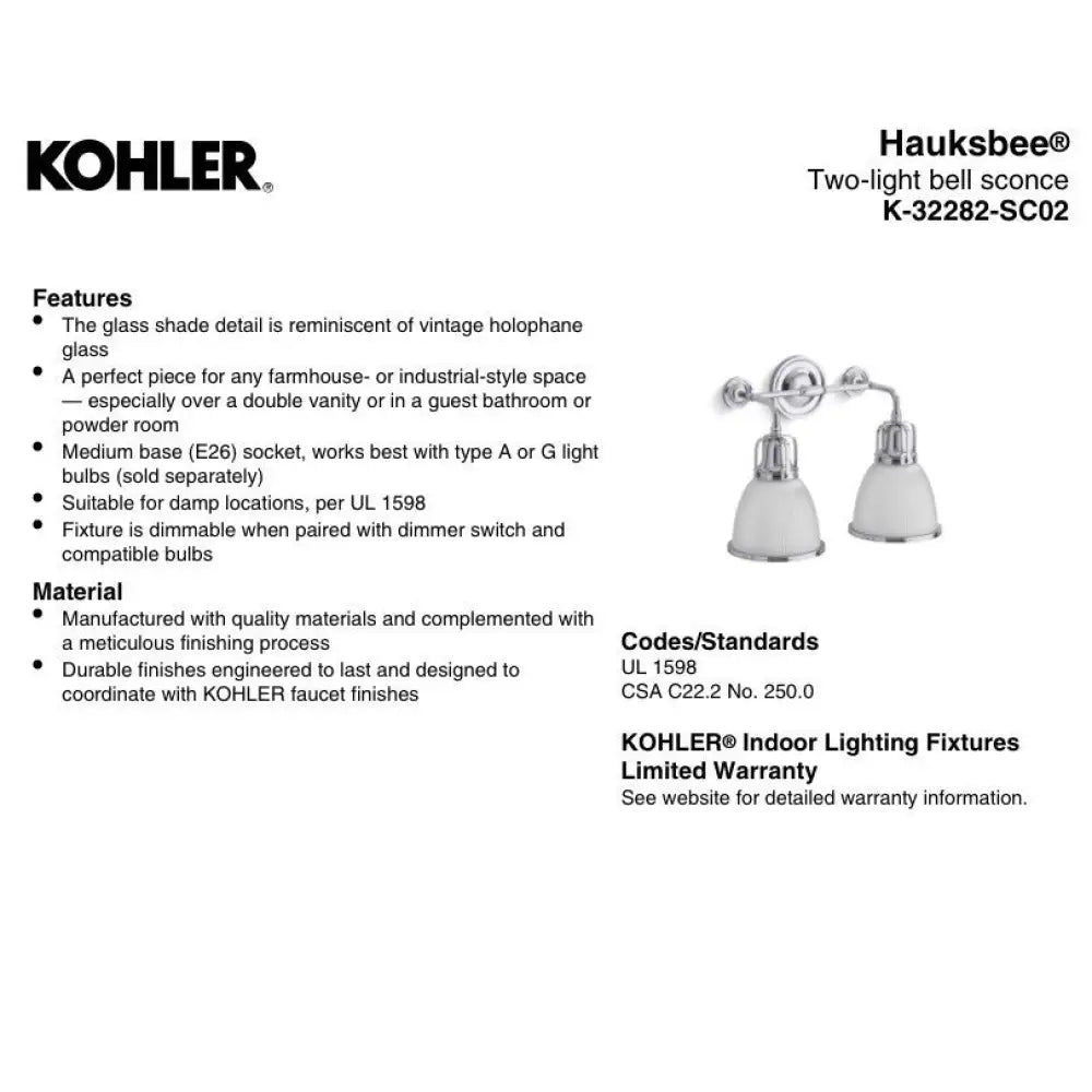 Kohler K-32282-SC02-SNL Hauksbee Bell Wall Sconce in Polished Nickel, view 3