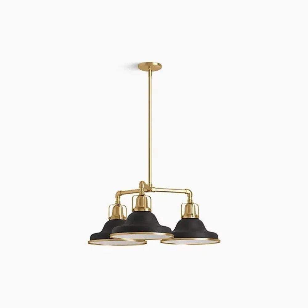 Kohler K-32293-CH03-BML Hauksbee Chandelier 30in in Matte Black with Brass Trim