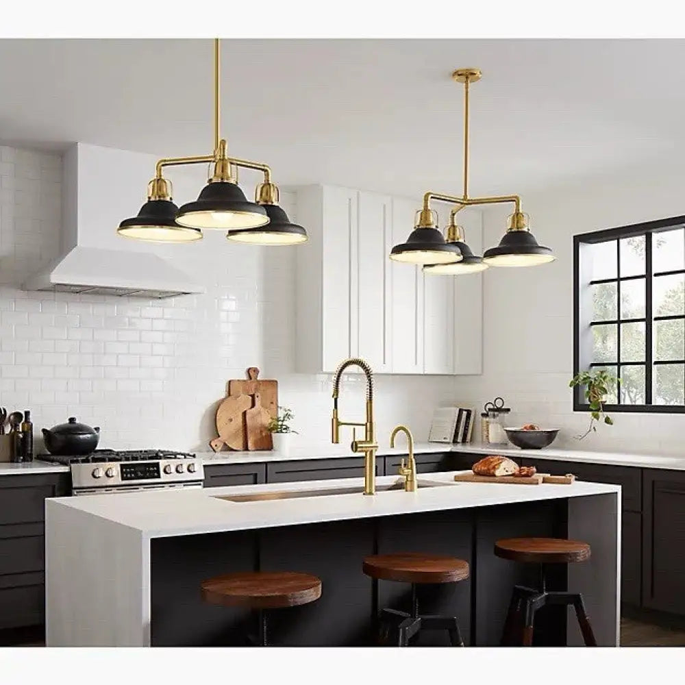 Kohler K-32293-CH03-BML Hauksbee Chandelier 30in in Matte Black with Brass Trim, view 4