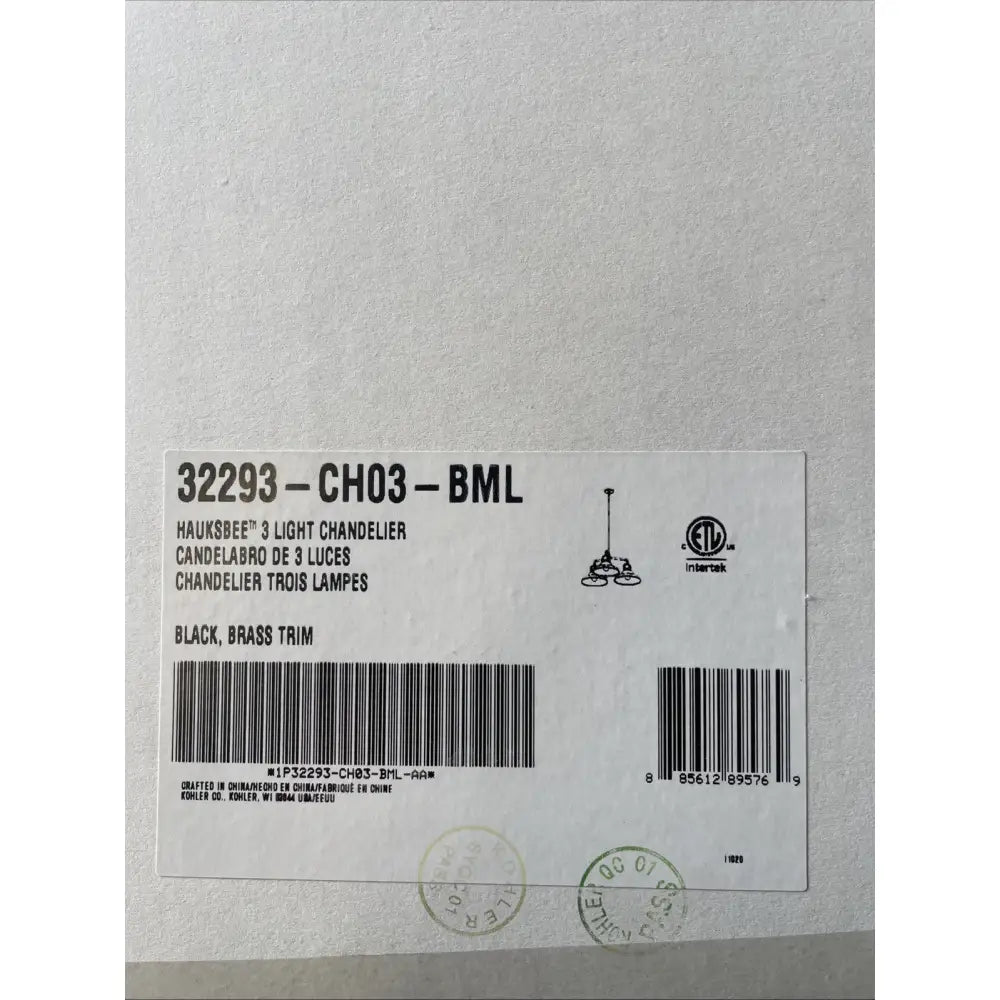 Kohler K-32293-CH03-BML Hauksbee Chandelier 30in in Matte Black with Brass Trim, view 10