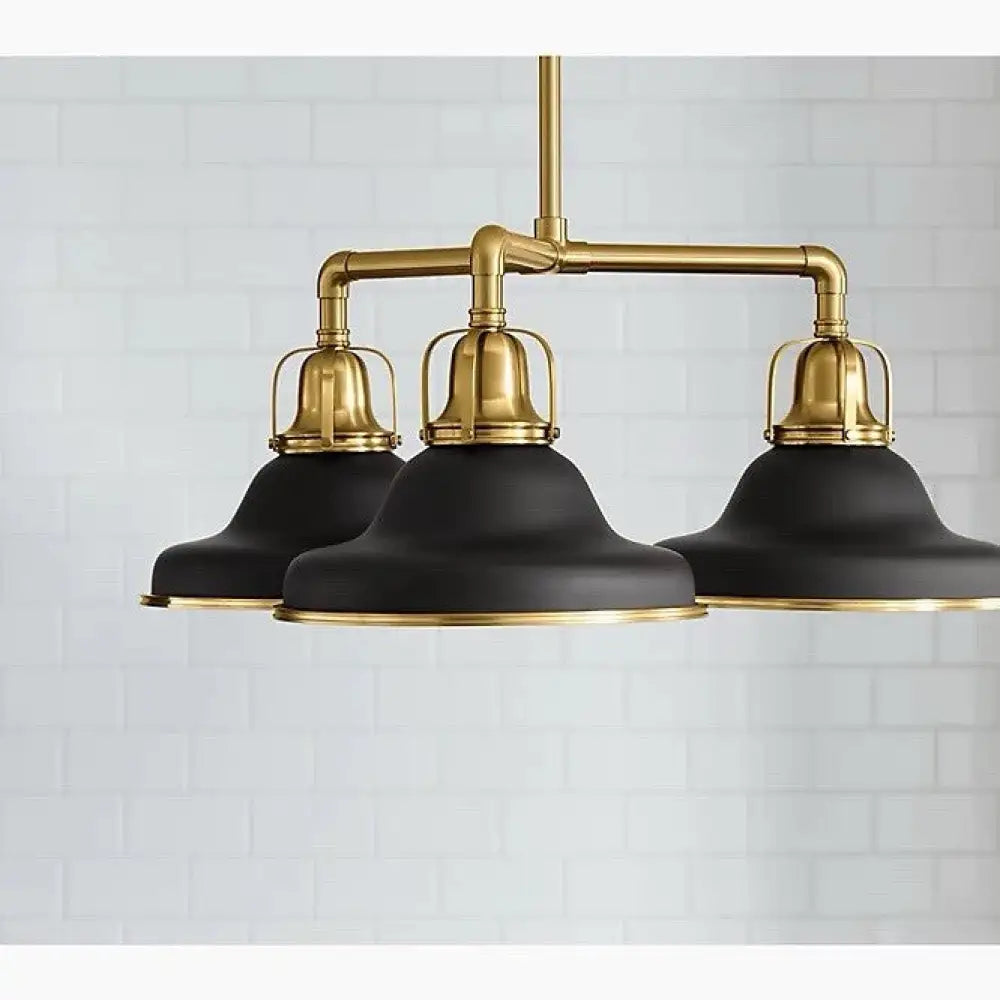Kohler K-32293-CH03-BML Hauksbee Chandelier 30in in Matte Black with Brass Trim, view 3