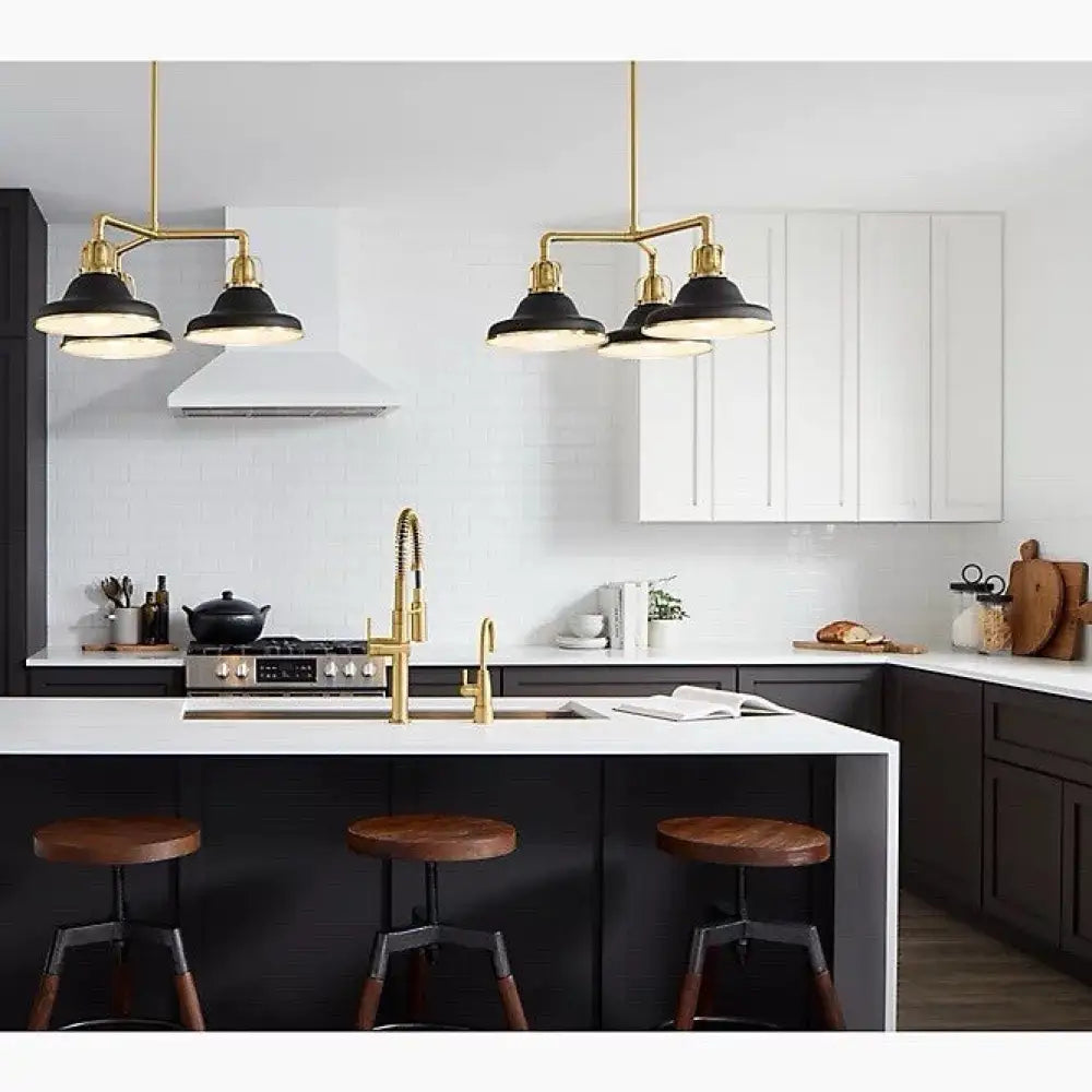 Kohler K-32293-CH03-BML Hauksbee Chandelier 30in in Matte Black with Brass Trim, view 5