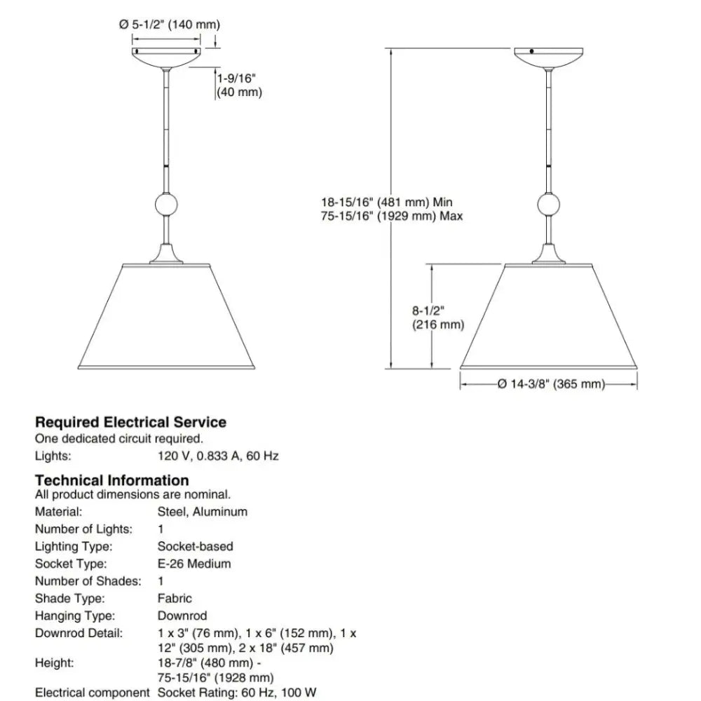 Kohler K-27861-PE01-SNL Parohn Pendant 14in in Polished Nickel, view 7