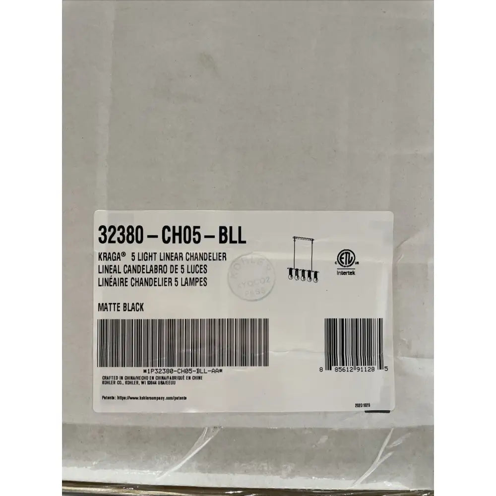Kohler K-32380-CH05-BLL-D Kraga Linear Chandelier 45in in Matte Black, view 5