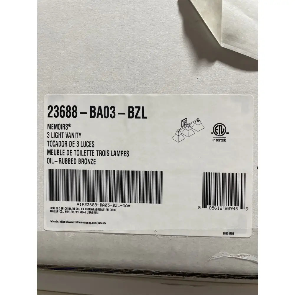 Kohler K-23688-BA03-BZL Memoirs Vanity Light 24in in Oil-Rubbed Bronze, view 5