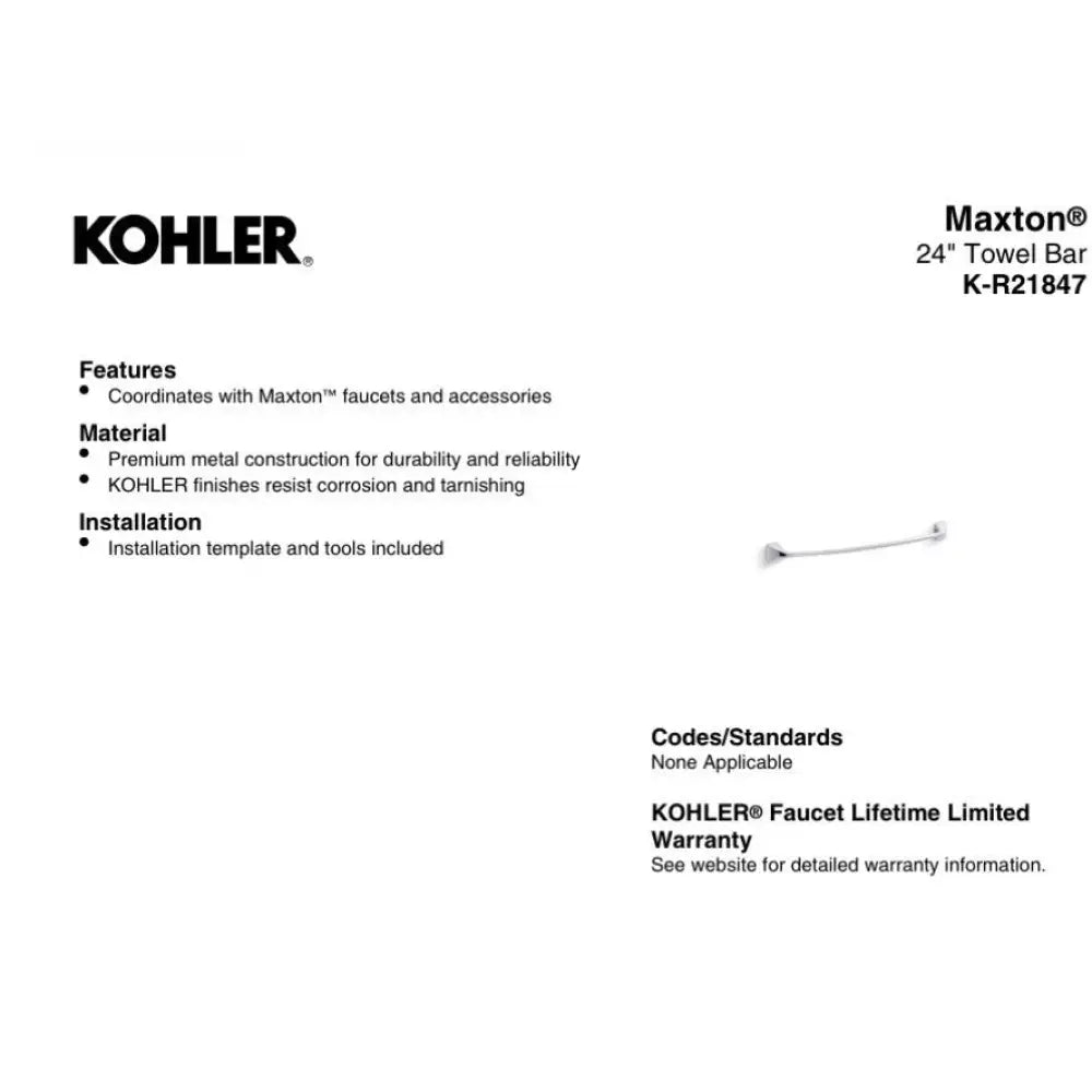 Kohler K-R21847-BN Maxton Towel Bar 24in in Brushed Nickel, view 4