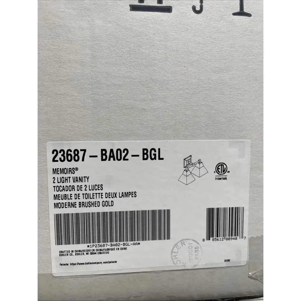 Kohler K-23687-BA02-BGL Memoirs Vanity Light 15in in Brushed Gold, view 5