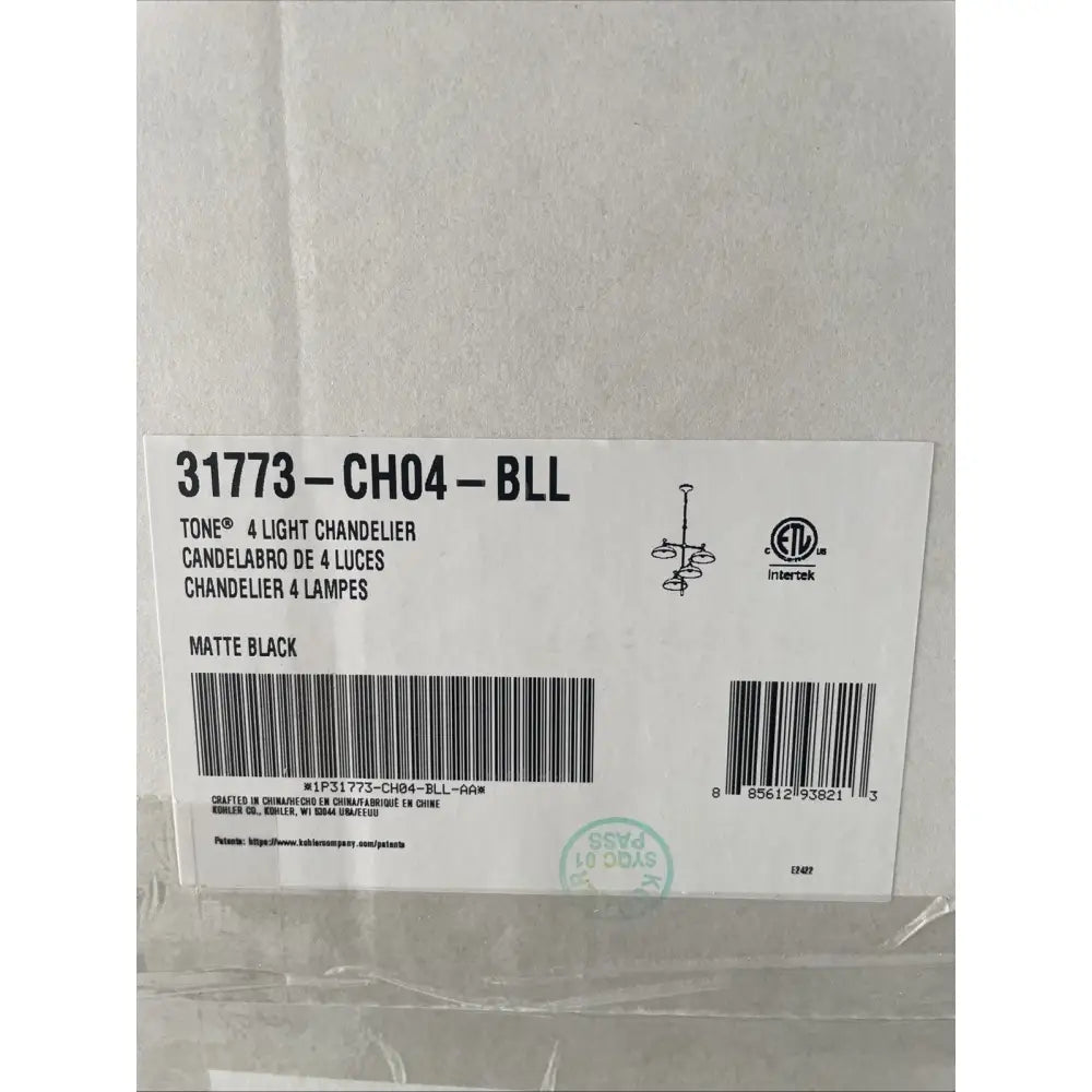 Kohler K-31773-CH04-BLL Tone Chandelier 24in in Matte Black, view 5