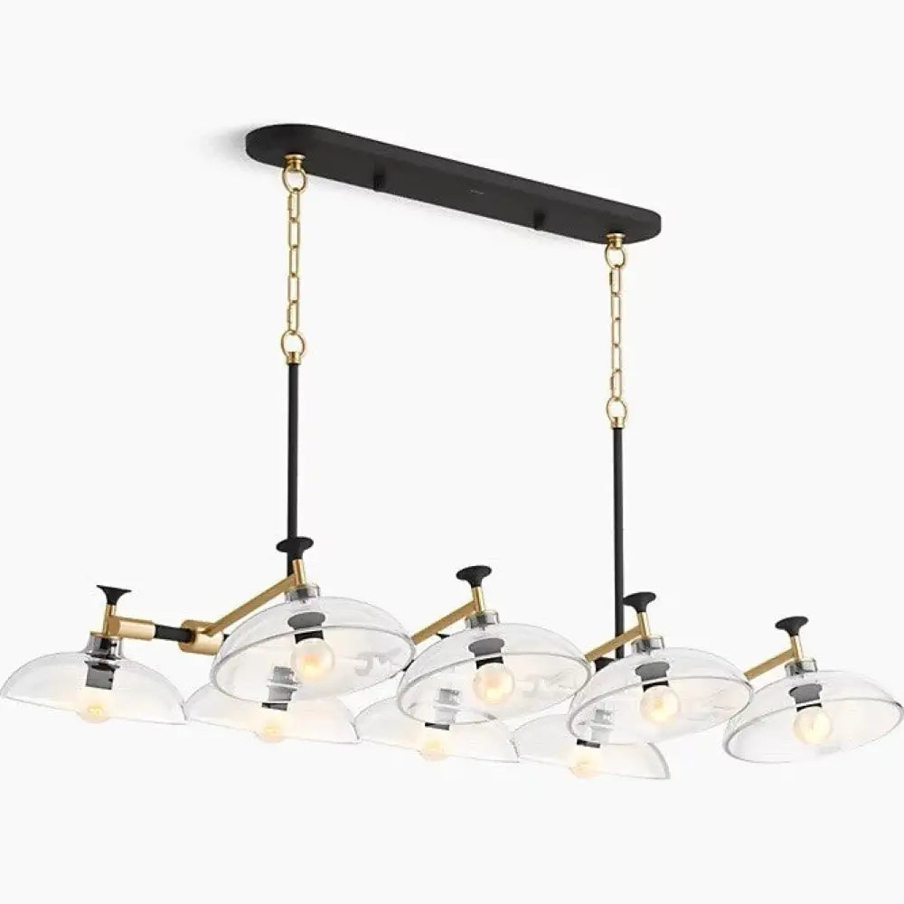 Kohler K-31774-CH08-BML Tone Linear Chandelier in Matte Black with Brushed Brass