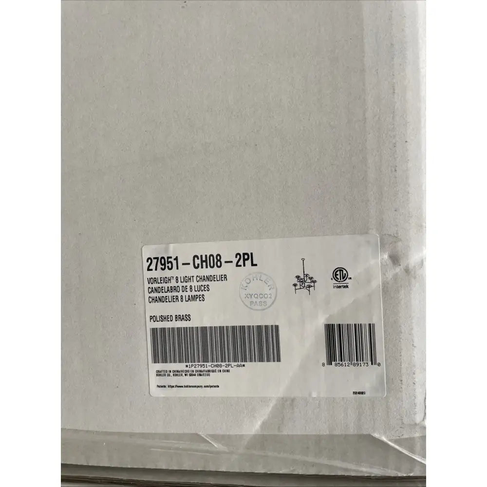 Kohler K-27951-CH08-2PL Vorleigh Chandelier in Polished Brass, view 5